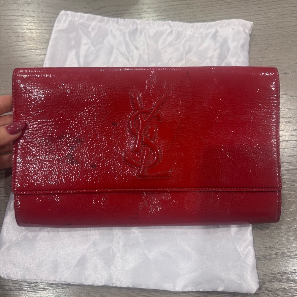 Yves Saint Laurent Glossy Red Clutch